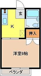 JR水戸線 下館駅 徒歩16分の賃貸アパート 1階1Kの間取り
