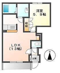 アンジュレーヴ 1LDKの間取図画像