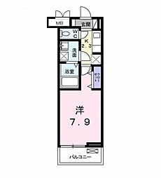 ウッド　プレイス 2階1Kの間取り