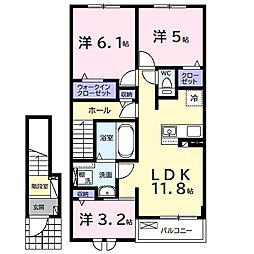 アクアヴィラ　Ｂ 2階3LDKの間取り