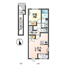 仮）大塚町新築アパートＡ棟 2階1LDKの間取り