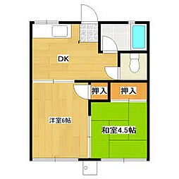 ステップ初富 1階2DKの間取り