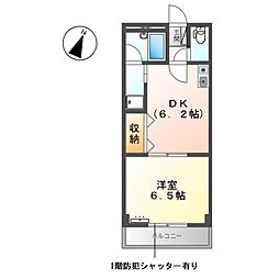 ウエストパーク 1階1DKの間取り