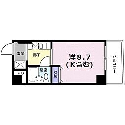 Ｇｌｏｉｒｅ烏丸五条 11階ワンルームの間取り