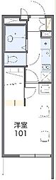 レオパレスプロスペラーレ 4階1Kの間取り