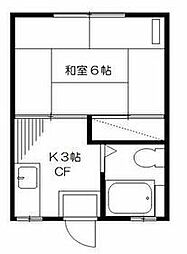都営三田線 蓮根駅 徒歩6分の賃貸アパート 2階1Kの間取り