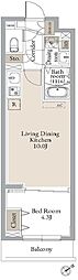 東京メトロ東西線 門前仲町駅 徒歩7分の賃貸マンション 4階1LDKの間取り