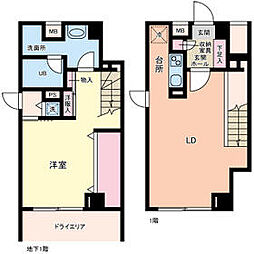 東急東横線 都立大学駅 徒歩11分の賃貸マンション 1階1LDKの間取り