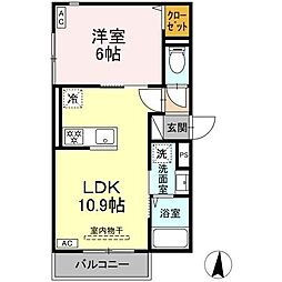 セレスティア加賀 3階1LDKの間取り