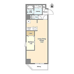 日暮里舎人ライナー 谷在家駅 徒歩5分の賃貸マンション 6階1LDKの間取り