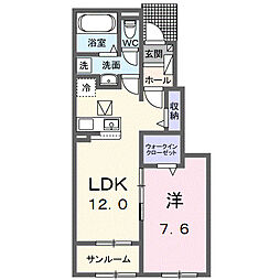 クロスサイド　アパートメントI 1階1LDKの間取り