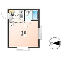 京王線 分倍河原駅 徒歩12分の賃貸アパート 1階ワンルームの間取り