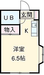 メゾン弦巻 1階ワンルームの間取り