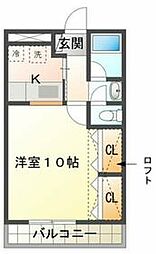 JR東海道本線 三河塩津駅 徒歩12分の賃貸アパート 2階1Kの間取り