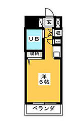 京王線 北野駅 徒歩7分の賃貸マンション 3階ワンルームの間取り
