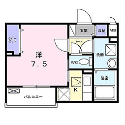 サンレーベ東垣外 1階1Kの間取り