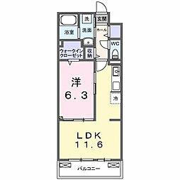 クラール　今泉 3階1LDKの間取り