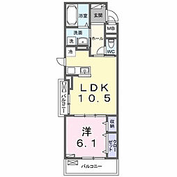 クラール　今泉 3階1LDKの間取り