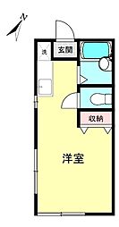 ヴェール多摩川 1階ワンルームの間取り
