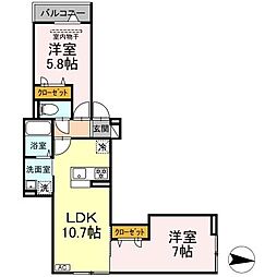 都営新宿線 船堀駅 徒歩17分の賃貸アパート 3階2LDKの間取り