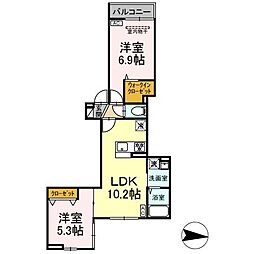 都営新宿線 船堀駅 徒歩17分の賃貸アパート 3階2LDKの間取り