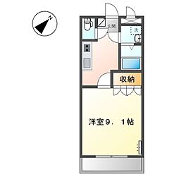 パルティール 2階1Kの間取り