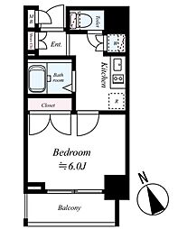 都営三田線 新板橋駅 徒歩5分の賃貸マンション 4階1Kの間取り