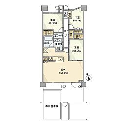バンベール植田ヒルズ2号棟 1階3LDKの間取り
