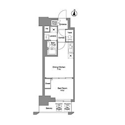 東京メトロ千代田線 綾瀬駅 徒歩3分の賃貸マンション 5階1DKの間取り