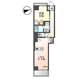 ベルク栄 6階1LDKの間取り