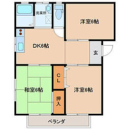 JR水戸線 新治駅 徒歩29分の賃貸アパート 1階3DKの間取り