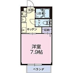 グレーススズカ 2階1Kの間取り