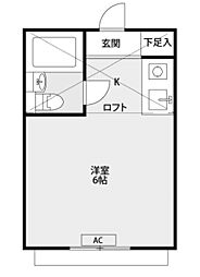 メゾンＫ早稲田 1階ワンルームの間取り
