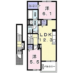 アルバローズ 2階2LDKの間取り
