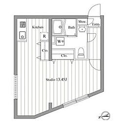 ＺＥＳＴＹ東新宿 4階ワンルームの間取り