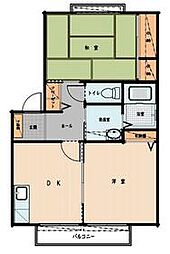 ハイツメルベーユ　Ａ 2階2Kの間取り