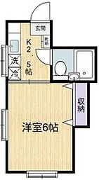 京王線 仙川駅 徒歩19分の賃貸アパート 1階1Kの間取り