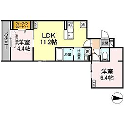 都営新宿線 船堀駅 徒歩17分の賃貸アパート 2階2LDKの間取り