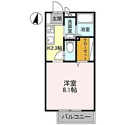 パナステージ　四季の郷　E 1階1Kの間取り