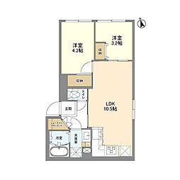 ウェルスクエア新宿戸山 3階2LDKの間取り