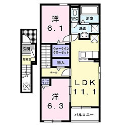 ベリッシマ　I 2階2LDKの間取り