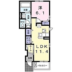 フォルシュII 1階1LDKの間取り