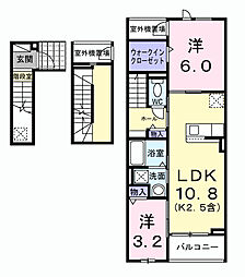 ブリアンテ 3階2LDKの間取り