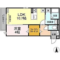 JR東海道本線 穂積駅 徒歩10分の賃貸アパート 3階1LDKの間取り