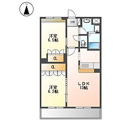 ウィステリアドゥオ 2LDKの間取図画像
