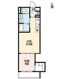 つばめハウス北松戸 1階1LDKの間取り