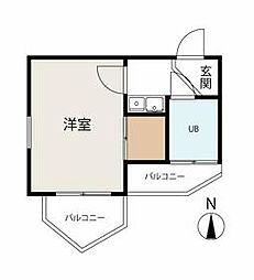 ニチエーイン国分寺 4階1Kの間取り