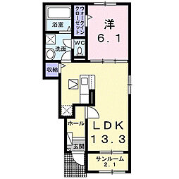 ミー　クヮーム　スゥク　Ｂ 1階1LDKの間取り