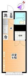 藤ハイツ 2階ワンルームの間取り