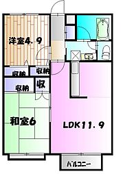 ベルフォーレ本町田 2階2LDKの間取り